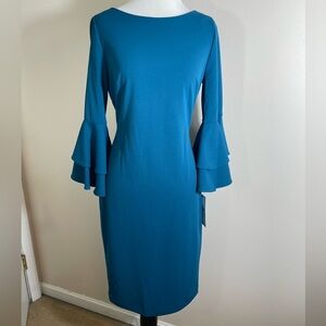 NWT Calvin Klein Teal Long Sleeve Dress